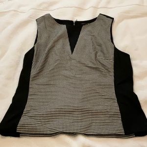 White House Black Market Sleeveless Houndstooth Bodice Top Sz 14 NWT